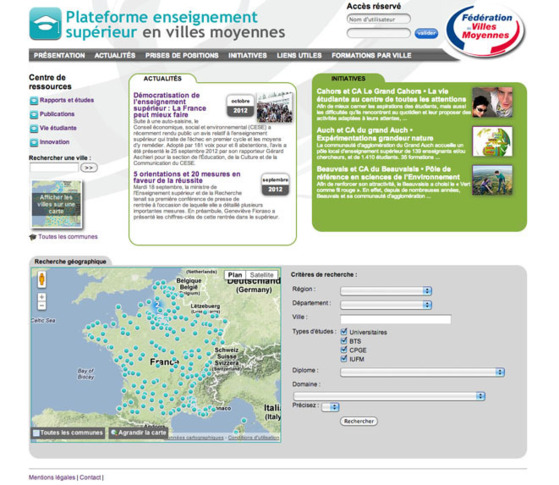 Une plateforme internet pour accroître la visibilité de l’offre  de formations d’enseignement supérieur dans les villes  moyennes