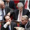 François Hollande (G) et Jean-Marc Ayrault le 14 février 2007 à l'Assemblée nationale à Paris